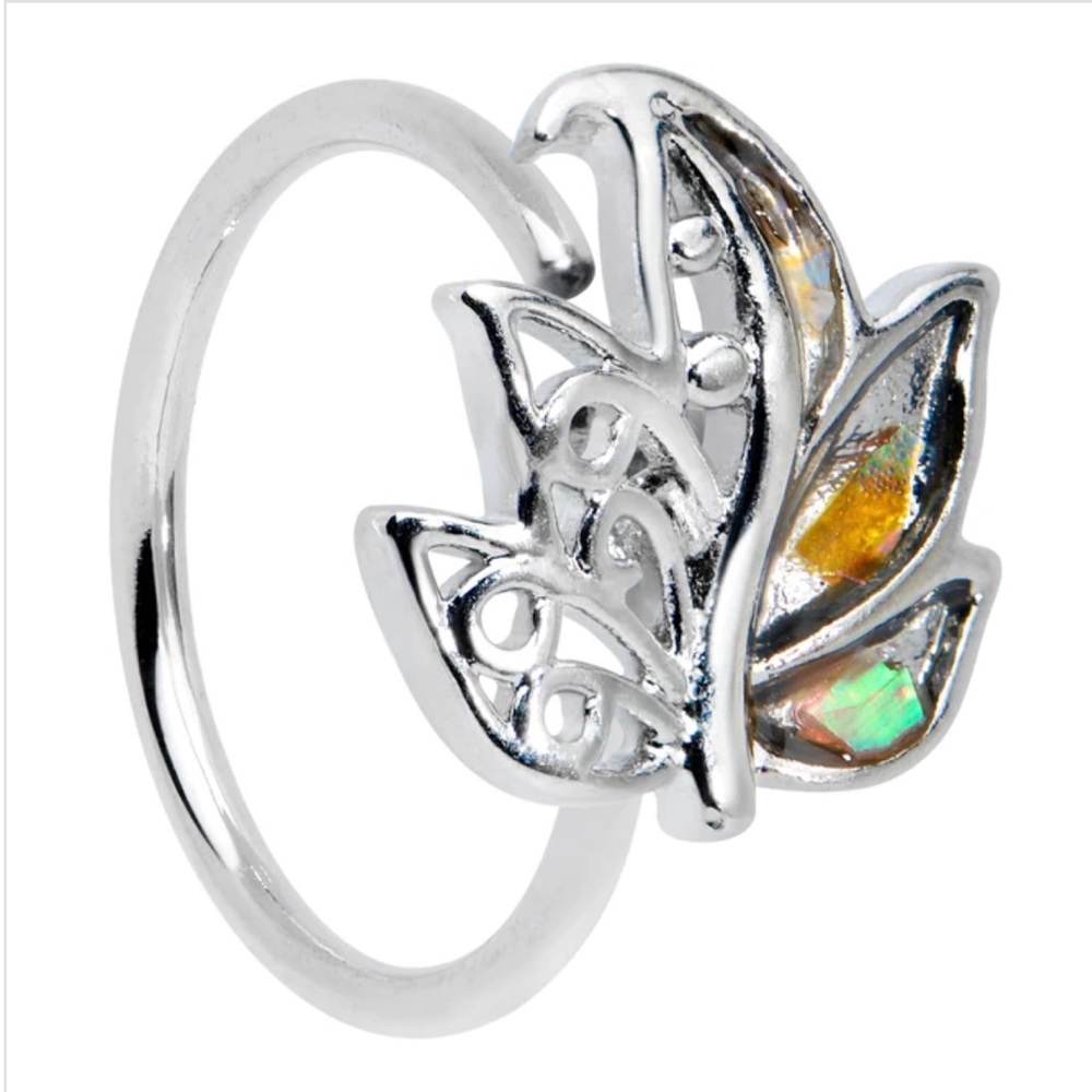 Maple Leaf Autumn Colors 20G Nose Ring Hoop